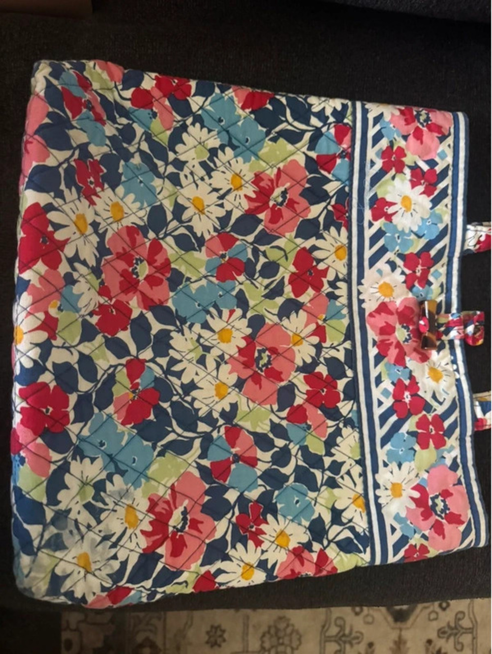 Vera Bradley Quilted Floral Tote Bag Shoulder Purse Cottage fairy school beach - Picture 4 of 9